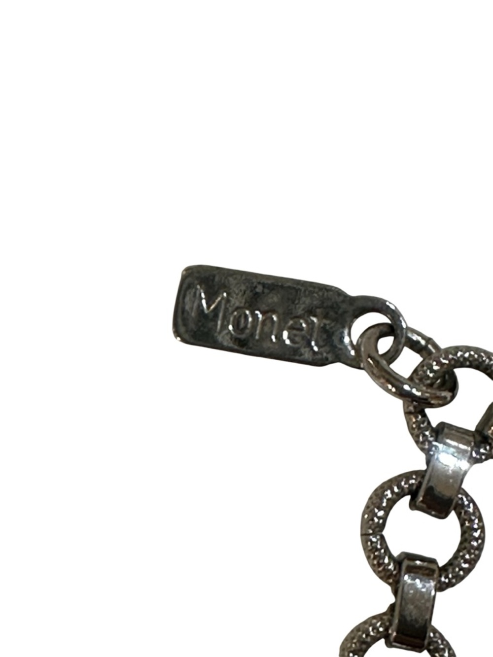 Vintage Monet Silver Tone Greek Key Link Choker Necklace | 12”-14” - Picture 5 of 13
